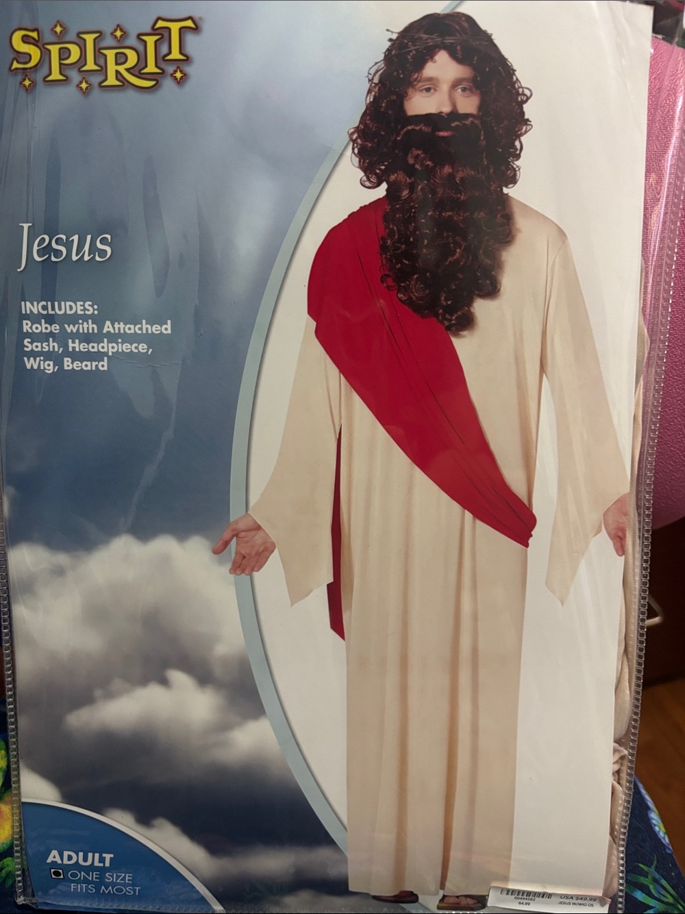 Halloween Costume - Cream Robe with Red Sash Jesus Costume